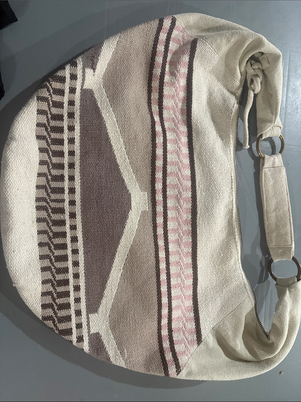American Eagle Outfitters Woven Hobo Bag in Cream, Taupe & Pink